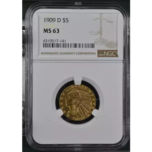 1909-D $5 Ind NGC MS63 CAC CAC (2)