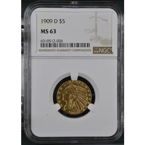 1909-D $5 Ind NGC MS63 CAC CAC (2)