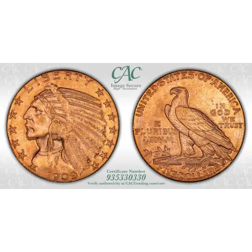 1909D 5 Indian CACG MS63 (4)