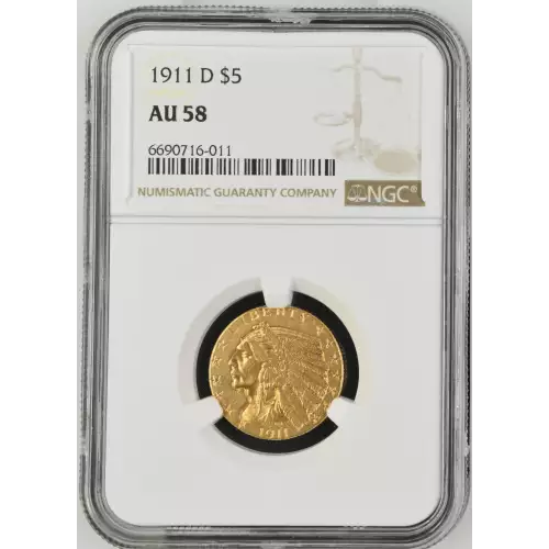 1911D 5 Indian NGC AU58 (2)
