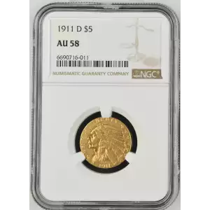 1911D 5 Indian NGC AU58 (2)