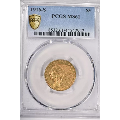 1916-S 5 Ind PCGS MS61 (2)